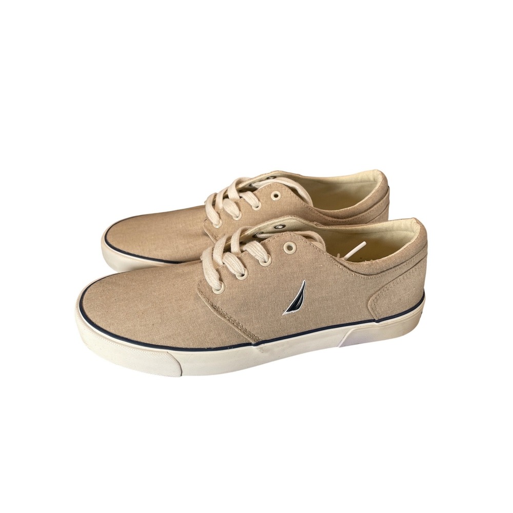 Nautica Berrian 2 Mens Tan Khaki Canvas Low Top Sneakers Size 10.5 Casual Shoes